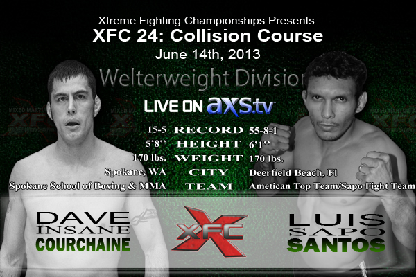 XFC 24 Dave Courchaine vs Luis Santos Live on Axstv